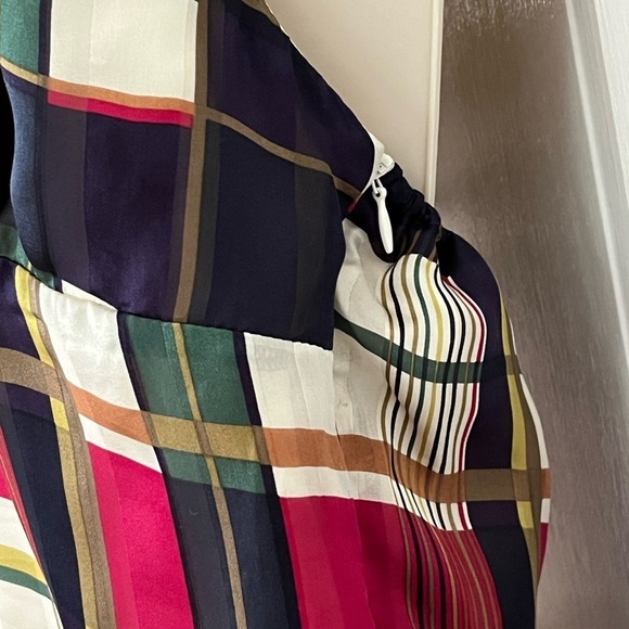 Vintage Guess 100% Silk Plaid Halter Collared Mini Dress Academia Preppy Party - Picture 5 of 11